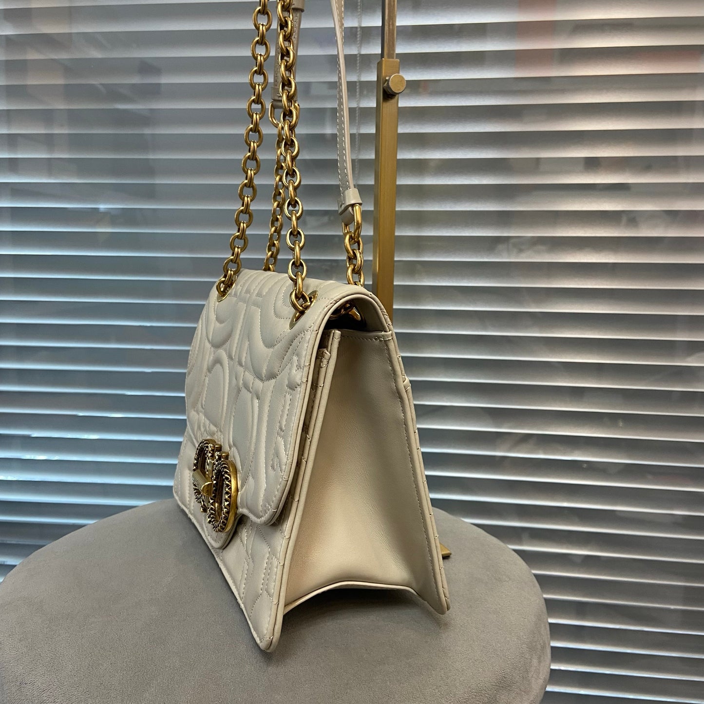 FERRAGAMO Gancini Turnlock Flap Bag Gancini Quilted Leather