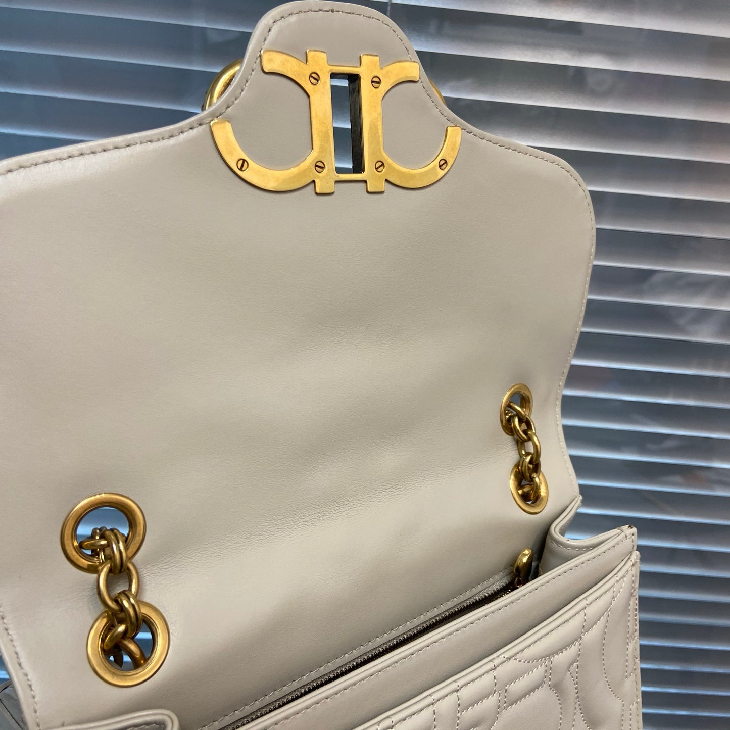 FERRAGAMO Gancini Turnlock Flap Bag Gancini Quilted Leather